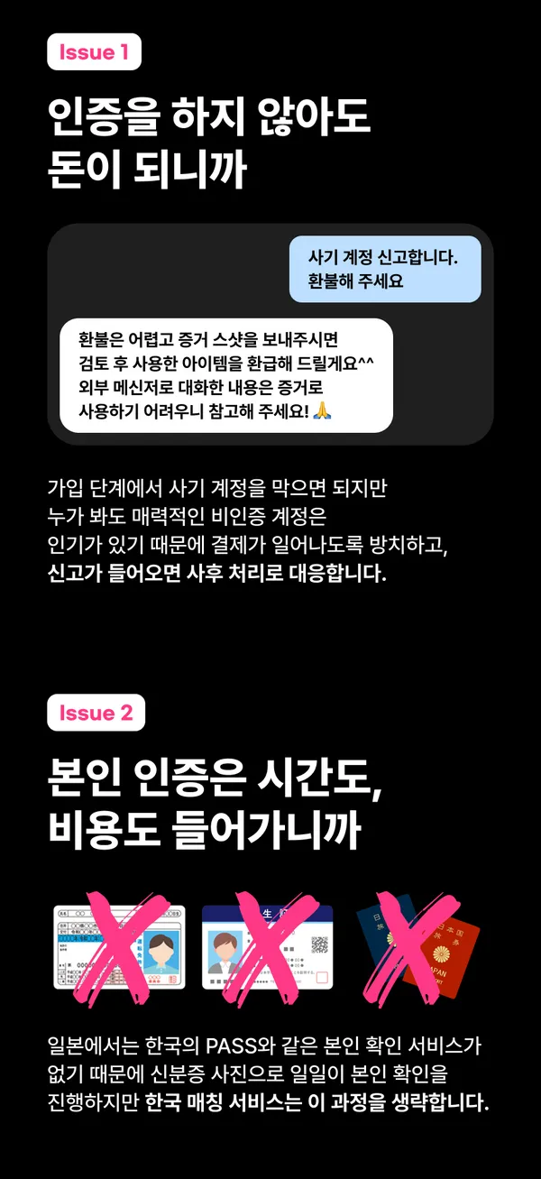 한국 매칭 서비스가 일본인 본인 인증을 생략하는 이유